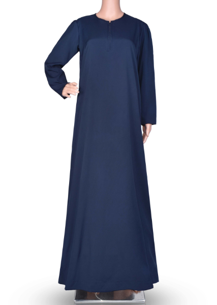 Front Zip Plain Abaya – Dark Blue