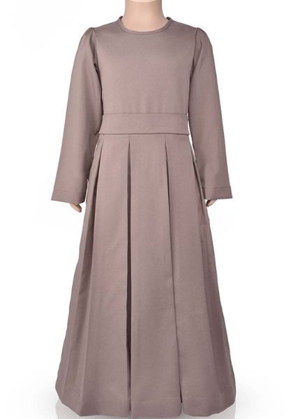 Girls Modest Dress - Dark Beige