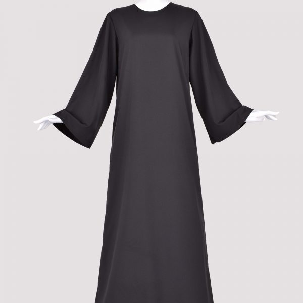 Wide Sleeve Plain Abaya – Black