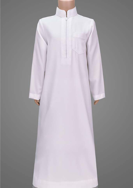 Front Zip Boys Thobe - White