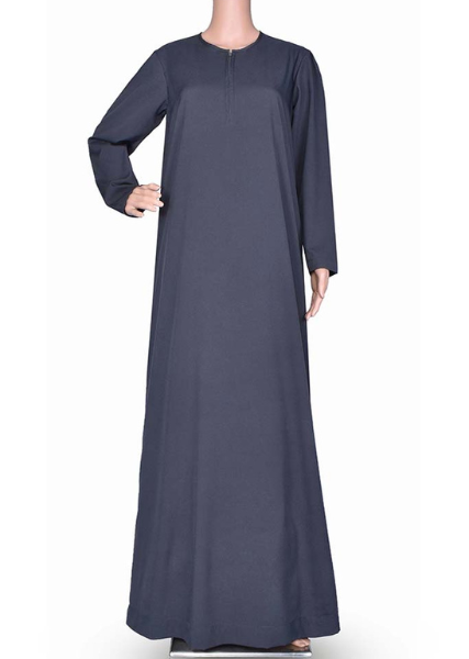 Front Zip Plain Abaya – Stone Grey