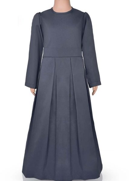 Girls Modest Dress - Stone Grey